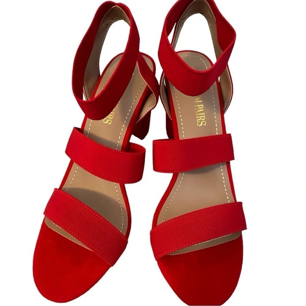 NEW DREAM PAIRS Women's Open Toe High Chunky Elastic Strap Dress Heel Sandals